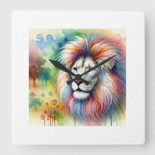 Katanga Lion 130724AREF107 - Watercolor Square Wall Clock