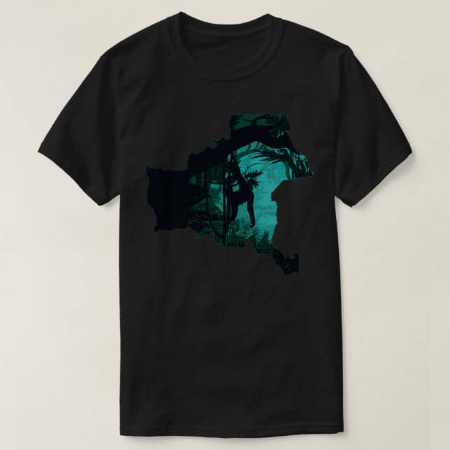 Katanga Map Congo Rainforest Jungle Landscape T-Shirt (Design Front)