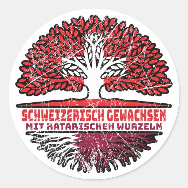 Katar Katarisch Schweizer Schweiz Baum Wurzel Classic Round Sticker (Front)
