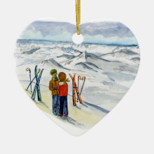 kate and jamie engagement heart ceramic tree decoration
