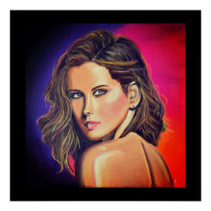Kate Beckinsale Portrait in Pop Art Style Poster