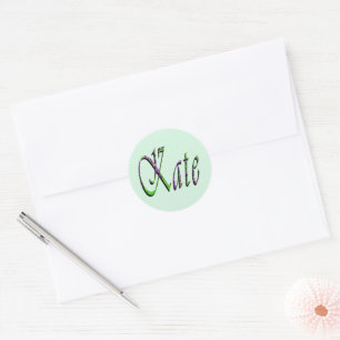 "Kate" Floral Lavender Kate Name, Classic Round Sticker