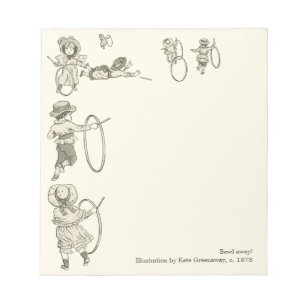 Kate Greenaway Hoop rolling children Bowl away Notepad