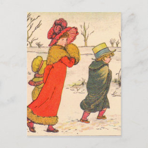 Kate Greenaway winter scene Postcard