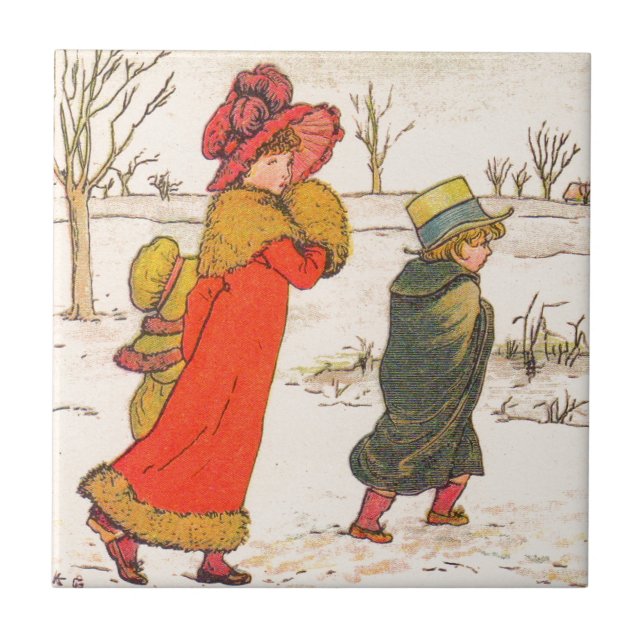 Kate Greenaway winter scene Tile (Front)