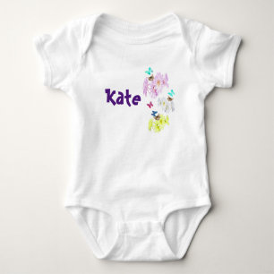 Kate, Name With Kittens Butterflies, Baby Bodysuit