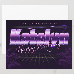 Katelyn Name Vorname lila retro Karte Geburtstag Card