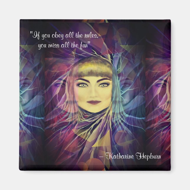 Katharine Hepburn - Inspirational Feminism Quote Magnet (Front)