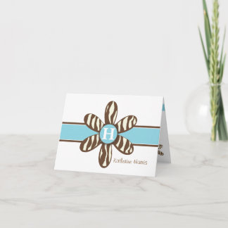 Katherine - Brown Zebra and Turquoise Thank You Card