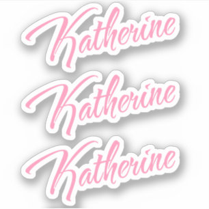 Katherine Decorative Name in Pink x3 Sticker