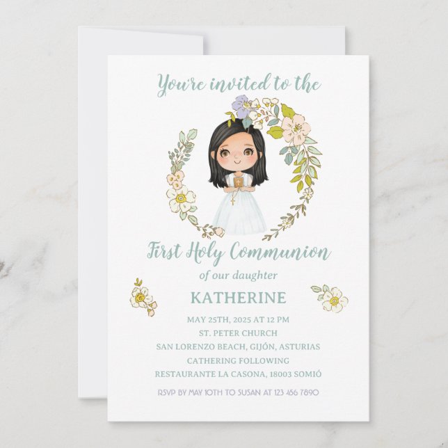 KATHERINE First Communion Invitation (Front)