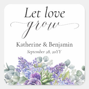 Katherine Succulent Wedding Favour Square Sticker