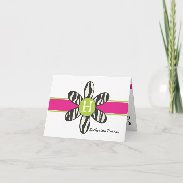 Katherine - Zebra and Hot Pink Thank You Card (Front)