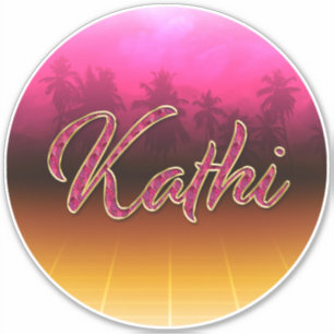 Kathi First Name Golden pink Sticker