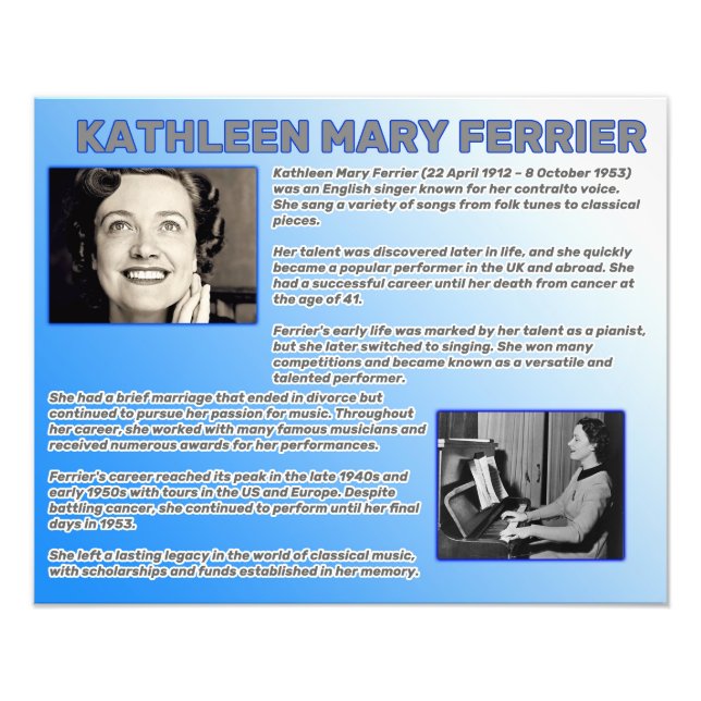 Kathleen Mary Ferrier Photo Print (Front)