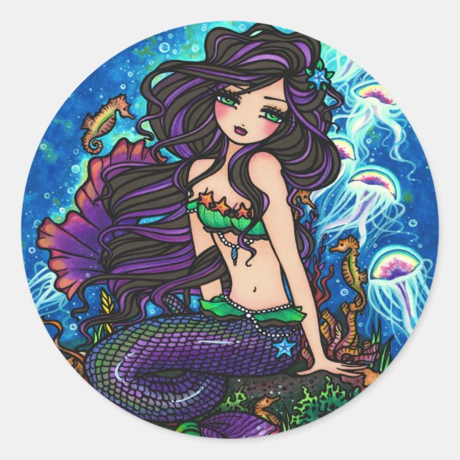 "Kathleen" Mermaid and Jellyfish Sticker (Front)