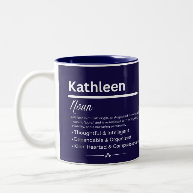 Kathleen Personalized Girl Name Meaning Coffee Mug (Left)