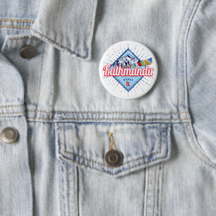 Kathmandu Mountains Nepal Retro Flags Souvenir 6 Cm Round Badge