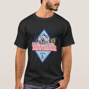 Kathmandu Mountains Nepal Retro Flags Vintage Holi T-Shirt