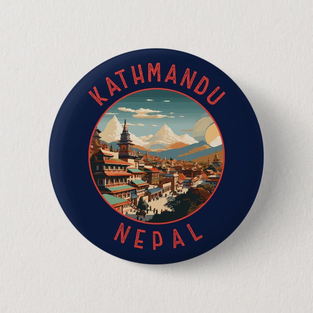 Kathmandu Nepal Retro Distressed Circle 6 Cm Round Badge (Front)