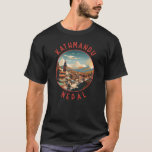Kathmandu Nepal Retro Distressed Circle T-Shirt<br><div class="desc">Kathmandu retro vector travel design. Kathmandu,  Nepal's capital,  is set in a valley surrounded by the Himalayan mountains.</div>