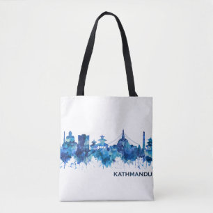 Kathmandu Nepal Skyline Blue Tote Bag
