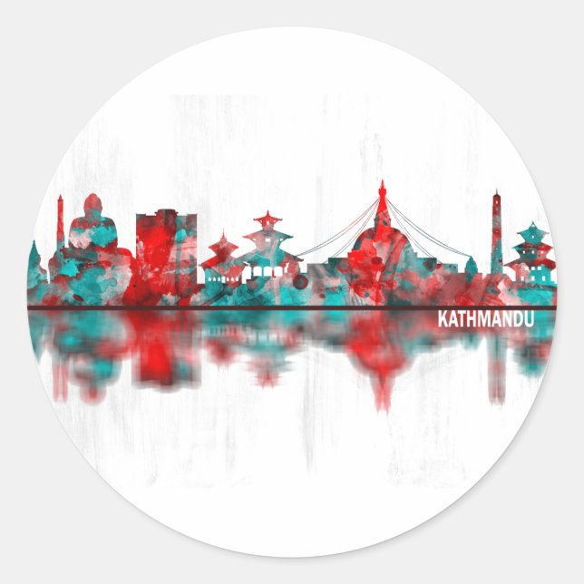 Kathmandu Nepal Skyline Classic Round Sticker (Front)