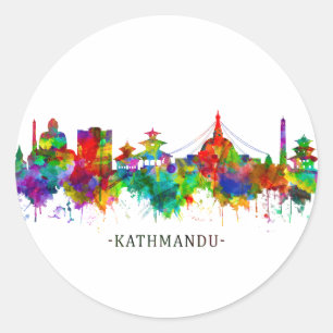 Kathmandu Nepal Skyline Classic Round Sticker