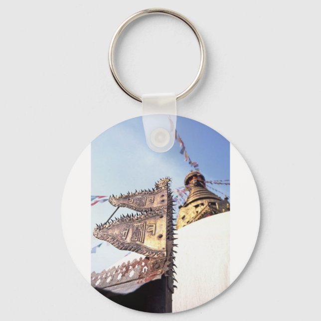 Kathmandu Nepal Swayambunath Buddhist Temple Key Ring (Front)