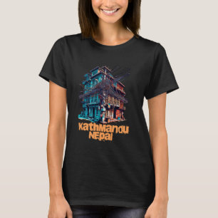 Kathmandu Nepal Tangled Power Lines Bird Nest of W T-Shirt
