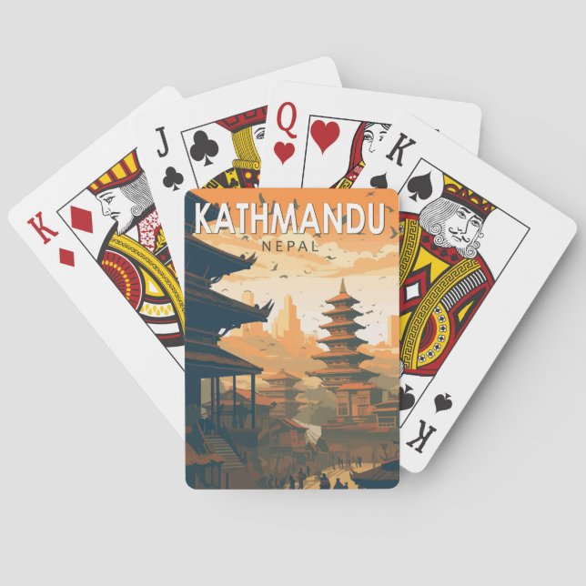 Kathmandu Nepal Travel Art Vintage Playing Cards (Back)