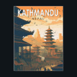 Kathmandu Nepal Travel Art Vintage Postcard<br><div class="desc">Kathmandu retro vector travel design. Kathmandu,  Nepal's capital,  is set in a valley surrounded by the Himalayan mountains.</div>