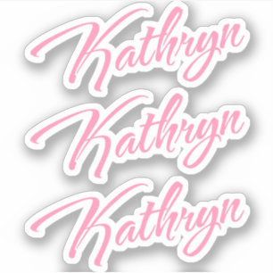 Kathryn Decorative Name in Pink x3 Sticker