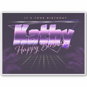 Kathy Name First Name lila retro Sticker Birthday