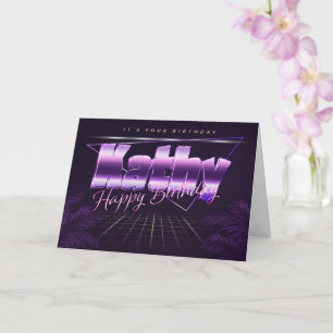 Kathy Name Vorname lila retro Karte Geburtstag Card