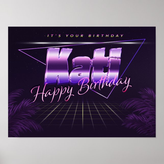 Kati Name First Name pura retro poster Birthday (Front)