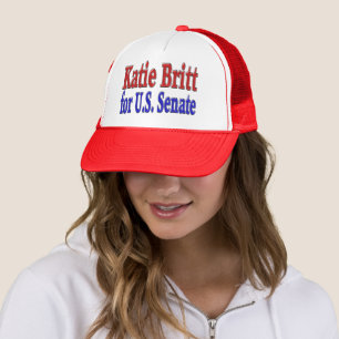 Katie Britt for Senate with red blue text  Trucker Hat