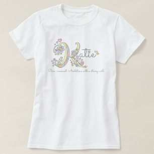 Katie girls name meaning K monogram hearts T-Shirt