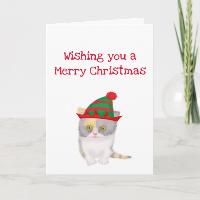 Katie kitten wishing you a merry Christmas card (Front)