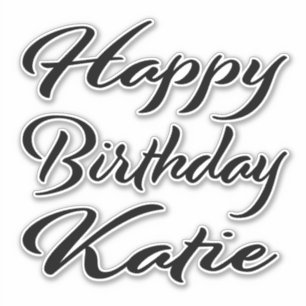Katie name first name black Sticker birthday