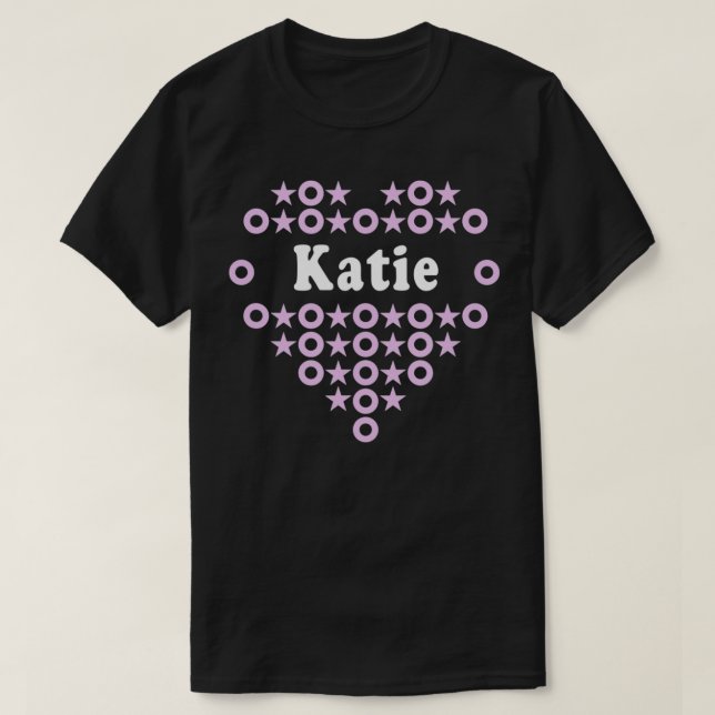 Katie Name for Girls Women Heart Hugs Stars for Ki T-Shirt (Design Front)