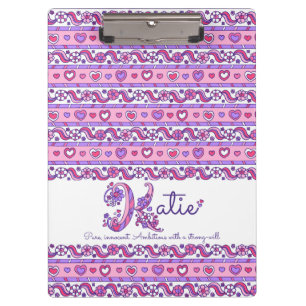 Katie name meaning hearts letter K clipboard