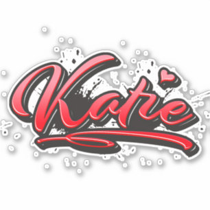 Katie red Heart Graffiti Aufkleber Sticker