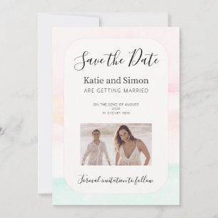 Katie - Watercolour Pastel Save The Date Wedding Invitation