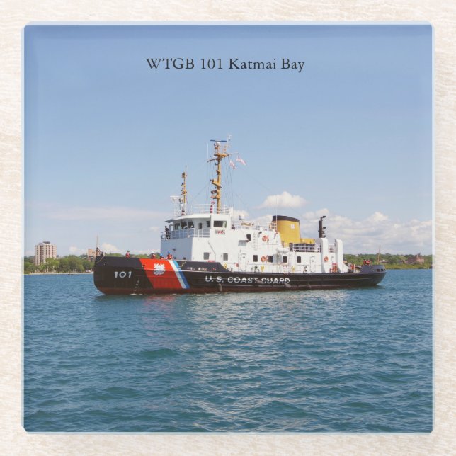 Katmai Bay glass coaster (Front)