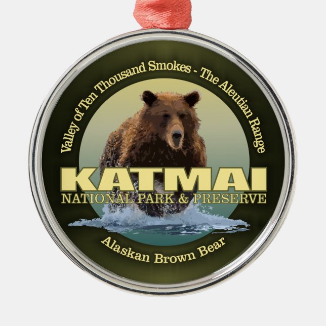 Katmai (Brown Bear) WT Metal Tree Decoration (Front)