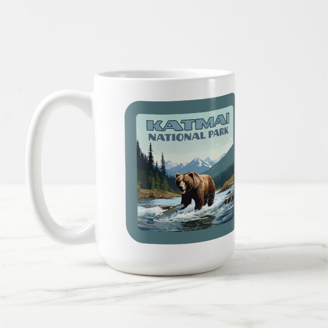 Katmai National Park Alaska Bear Brooks River Coffee Mug (Left)