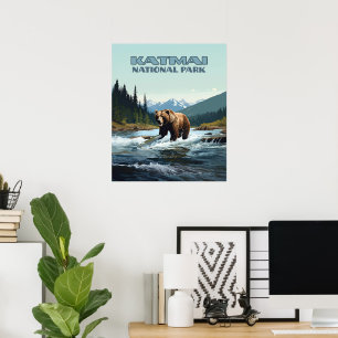 Katmai National Park Alaska Bear Brooks River Poster