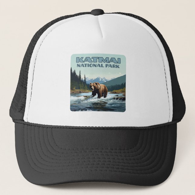 Katmai National Park Alaska Bear Brooks River Trucker Hat (Front)