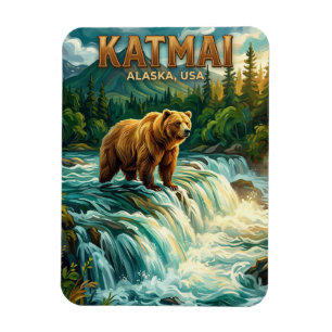 Katmai National Park Alaska Travel Postcard Magnet